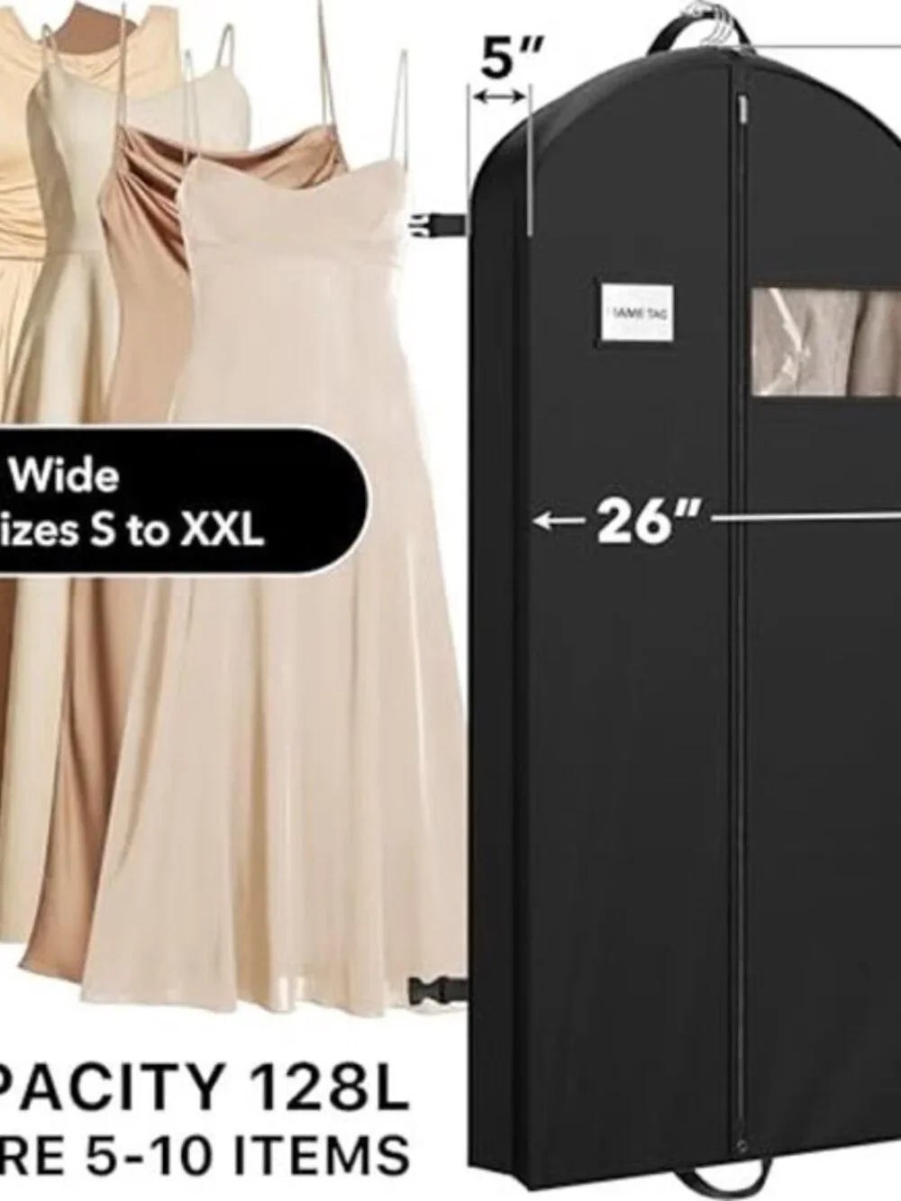 2 Pack 60 Inch Travel Garment Bags Suits Dresses Coats Tuxedos Heavy Duty